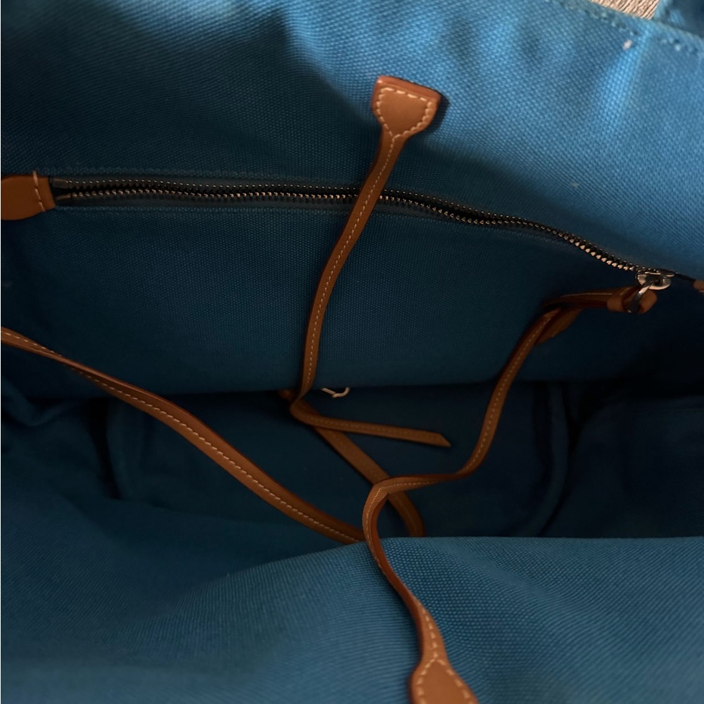 Prada Bright Blue Canvas Tote with White Logo - Picture 3 of 6